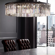 1920s Odeon Crystal Round Chandelier Brass 32