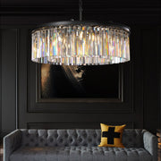 1920s Odeon Crystal Round Chandelier Black 32