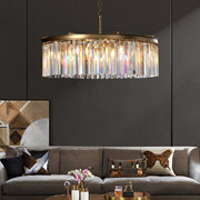 1920s Odeon Crystal Round Chandelier Brass 32