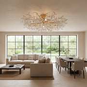 Modern Branch Ceiling Light with Clear Crystal Dew Drop