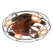 Maeve Recessed Cage Industrial Ceiling Fan For Indoor And Outdoor Porch Patio Kitchen Bedroom Farmhouse