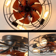 Maeve Recessed Cage Industrial Ceiling Fan For Indoor And Outdoor Porch Patio Kitchen Bedroom Farmhouse