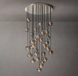 Luxury Boule De Cristal Smoke Glass Ball Round Cluster Chandelier Light 30