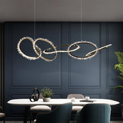 Mamie Rock Crystal 5 Rings Chandelier, Upscale Restaurants Lamp