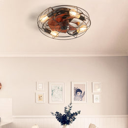 Maeve Recessed Cage Industrial Ceiling Fan For Indoor And Outdoor Porch Patio Kitchen Bedroom Farmhouse