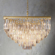 1920s Odeon Multi-Tier Crystal Square chandelier 34