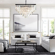 1920s Odeon Crystal Square Chandelier Light Fixtures for Dinning Table