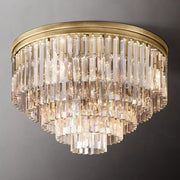 1920s Odeon Modern K9 Crystal Flushmount Chandelier, Round Led Ceiling Light for Living Room
