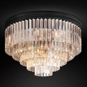 1920s Odeon Modern K9 Crystal Flushmount Chandelier, Round Led Ceiling Light for Living Room