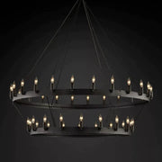 Filament Vintage Two-Tier Round Metal Chandelier Lighting 36