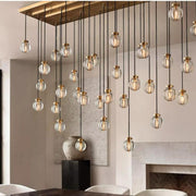 Pearl Linear Rectangle Glass Chandelier, Modern Linear Lamp for Living room