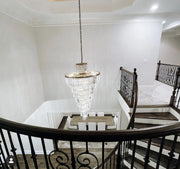 Odeon Spiral Tiered/ Layered Crystal Fringe Living Room Chandelier Light