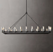 Filament Vintage Candelabra Rectangular Chandelier, Outdoor Linear Lamp