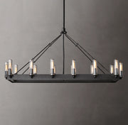 Filament Vintage Candelabra Rectangular Chandelier, Outdoor Linear Lamp