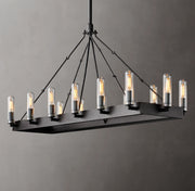 Filament Vintage Candelabra Rectangular Chandelier, Outdoor Linear Lamp