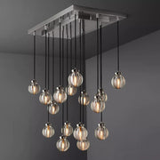 Pearl Linear Rectangle Glass Chandelier, Modern Linear Lamp for Living room