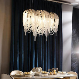 Alana Aluminum Chain Tassel Long Branch Chandelier Light  35
